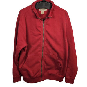 Vintage LL Bean Red Sweatshirt Jacket Mens Medium Full Zip Long Sleeve Heavy 90s